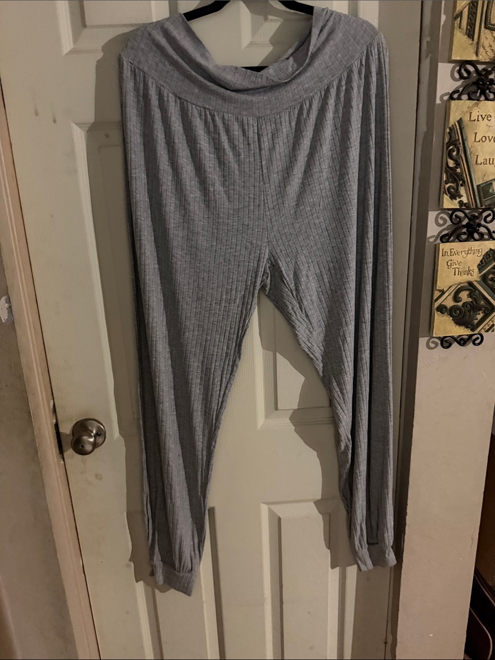 Women's Ribbed Lounge Track Pants - Light Gray